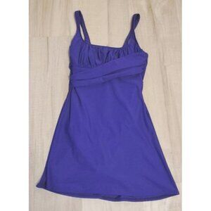 Lands' End Women's 10 Purple One Piece Skirted Swimsuit Underwire